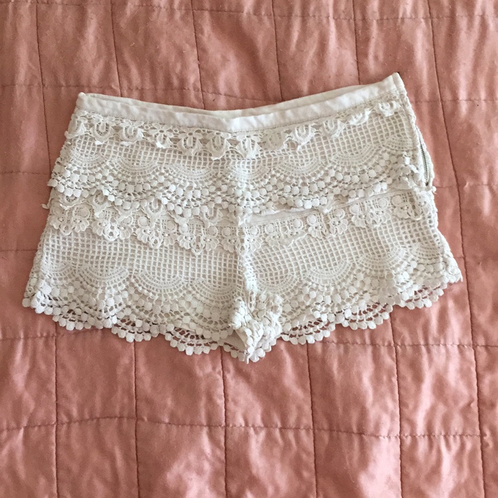 White lace shorts
